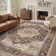 Machine Washable Brown Floral Area Rug