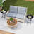 18" Folding Side Table Round Compact Coffee Table With Tempered Glass Tabletop Black 