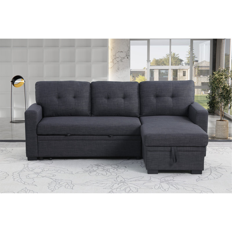 Storage Sofa: Cotton Linen & Fibre Foam Combo, Dark Grey Cotton Linen