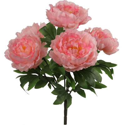 Bouquet de pivoines roses avec 5 fleurs en soie 20 po - 2025 Collection Spring