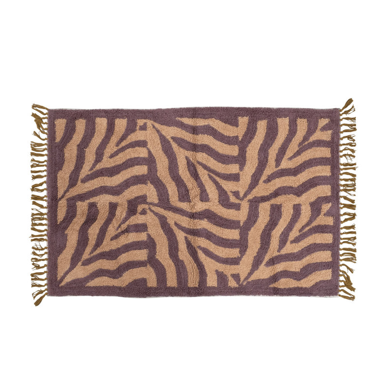 Cotton Tufted Print Rug with Fringe