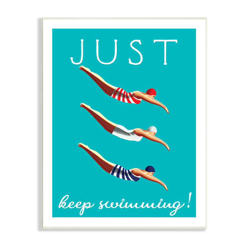 Just Keep Natation - impression, Plaque murale, H 15 po x l 10 po x P 0,5 po