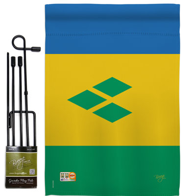 Polyester de 2 côtés 18,5 x 13 po saint vincent et les grenadines ensemble de drapeau