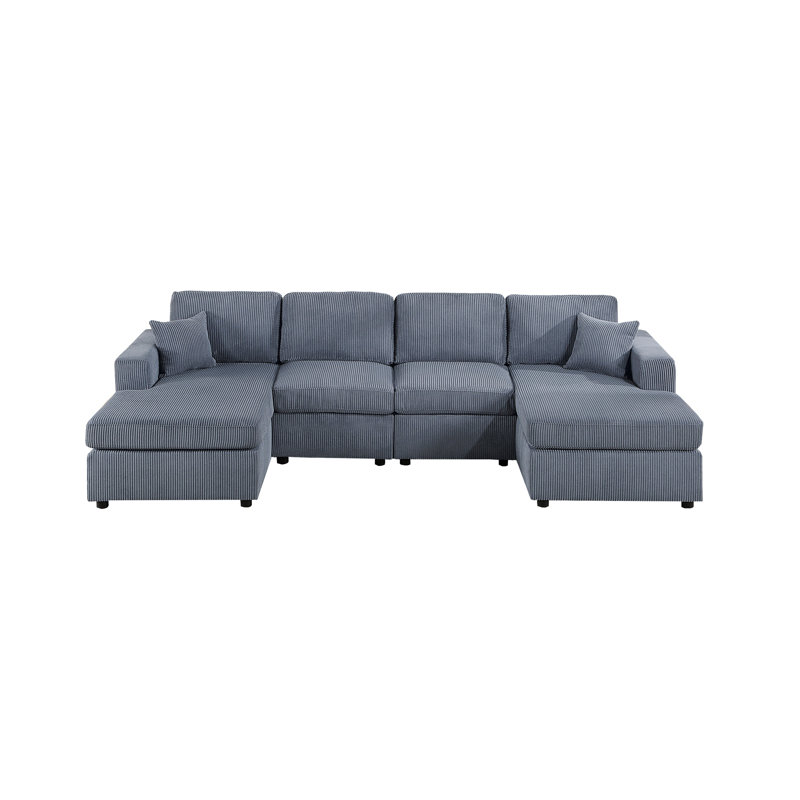 Navonte Modern Elegance Plush Seating Comfortable Loveseat with Gray Textured Fabric, Channel Tufting
