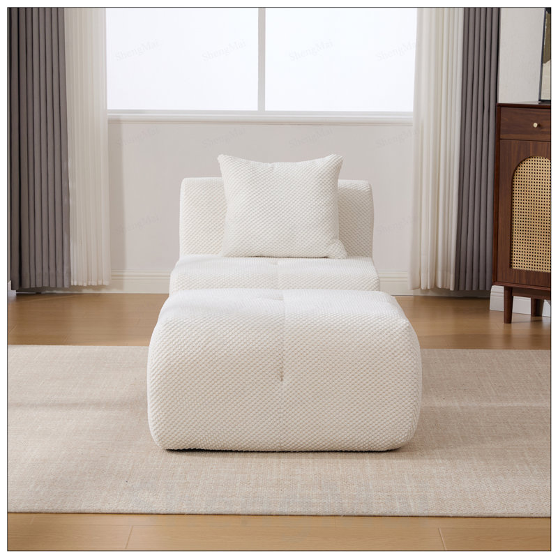 Fauteuil d'appoint modulaire sans accoudoirs avec repose-pieds, canapé moderne à assise profonde et moelleux pour le confort du salon et de la chambre à coucher