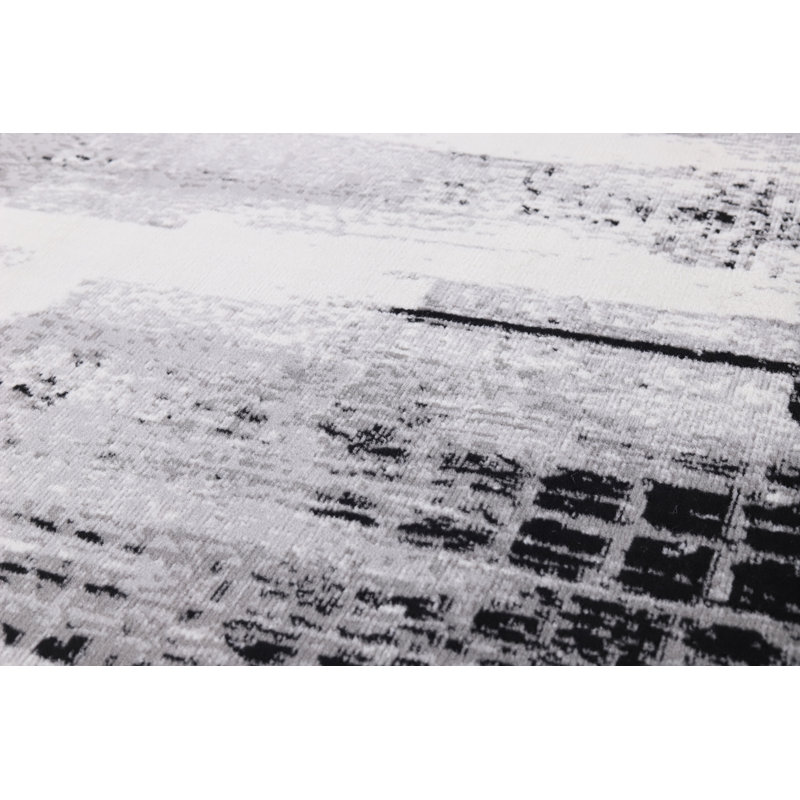 Amberella Collection Abstract Motif Black and Grey Rug, Rectangle 5'3" x 7'3"