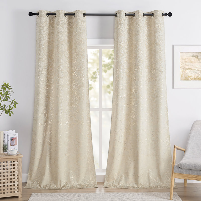 Ensemble de 2 rideaux en velours avec œillets Deavion, Crème, crème, L 40 po x L 90 po