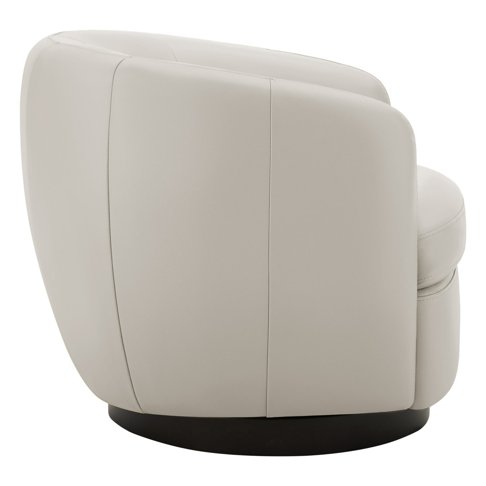 Marcy Genuine Leather Swivel Barrel Chair, Denali Ivory, Espresso