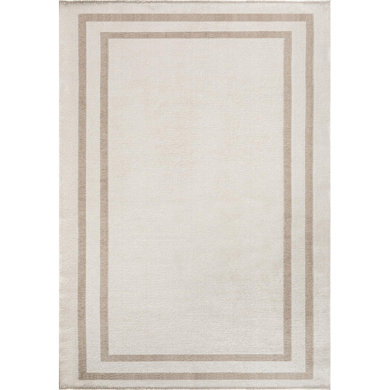 Traditional Solid With Frame Trim Border, Rectangle 7'10" x 11'2"