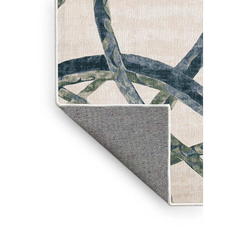 Machine Washable Beige Area Rug, Rectangle 4' x 6'