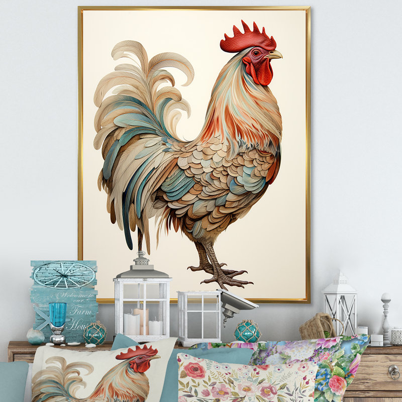 Coq sur toile, reproduction de portrait d'animaux de ferme - Portrait de coq fidèle II, H 20 po x l 12 po x P 1 po