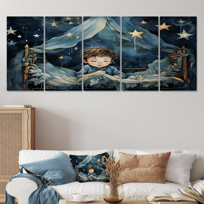Childs Moonlight Nursery II - Nursery 5 Piece Wall Art For Living Room