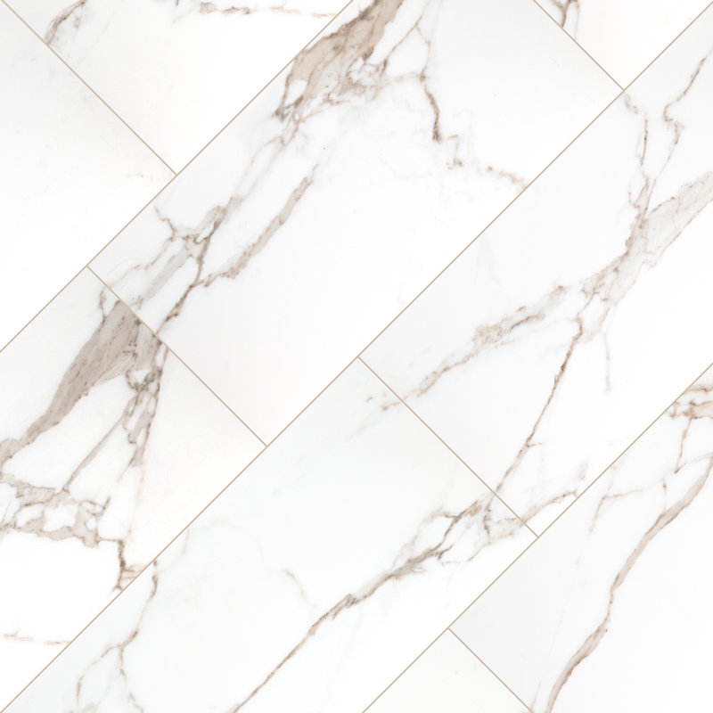 Velluto 24 in. x 48 in. Polished Porcelain Marble Look Floor and Wall Tile, Meringue