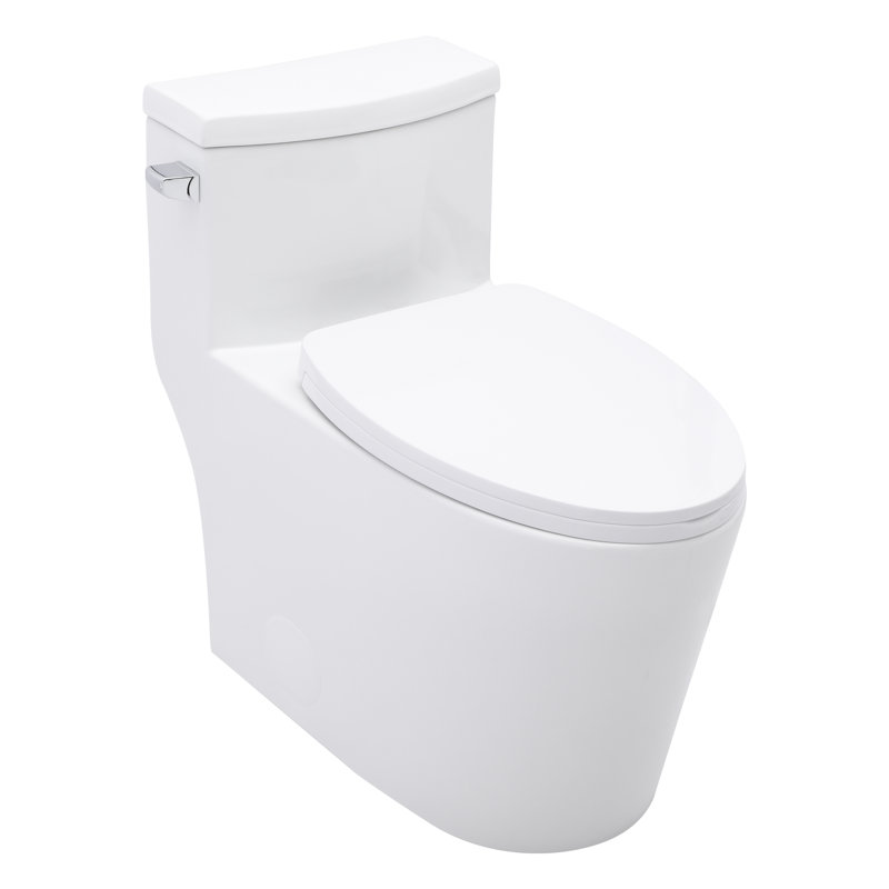 Toilette une pièce à hauteur confort 16,25 po, chasse simple 1,28 Gpf, chasse super siphon, toilette à surface vernie facile à nettoyer