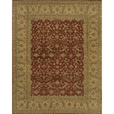 Angora Wool Oriental Area Rug in Red/Light Green