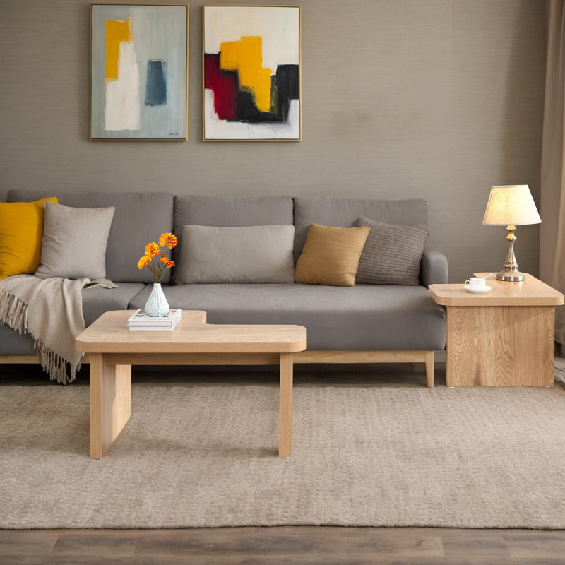 Table basse rectangulaire en bois détachable, Chêne
