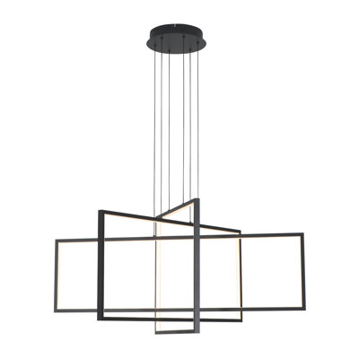 Lustre carré/rectangulaire à 3 lumières DEL Vollmer avec variateur à distance