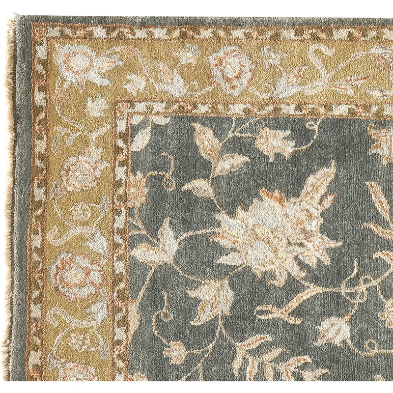 Hand Knotted Oriental Area Rug in Medium Blue/Beige, Runner 3' x 10'