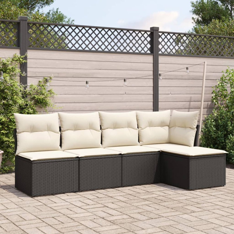 Ensemble de canapé de jardin modulaire en rotin 5 pièces Vidaxl