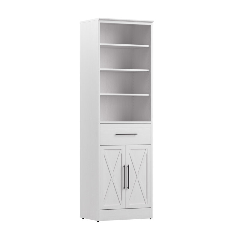 Organisateur de placard 25 W avec tiroir et portes, Chêne blanc pur