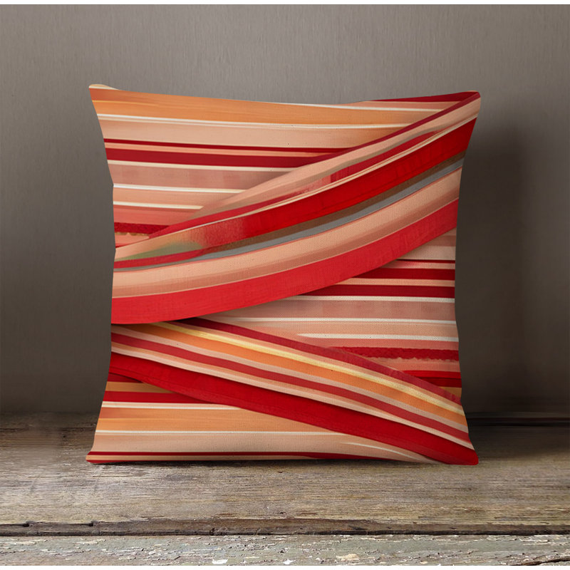 Throw Pillow With Insert, Red Abstract 26, 18"H x 18"W