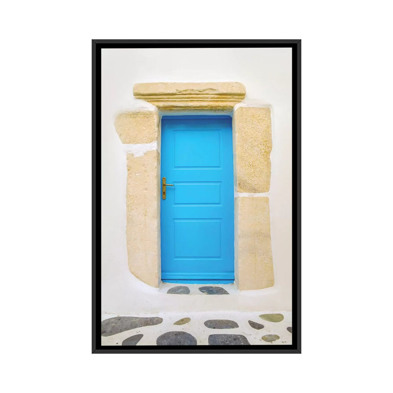 Porte bleue de Ben Heine-impression d’art graphique, Toile avec cadre noir, Pas de tapis, H 26 po x l 18 po x 1,5 po