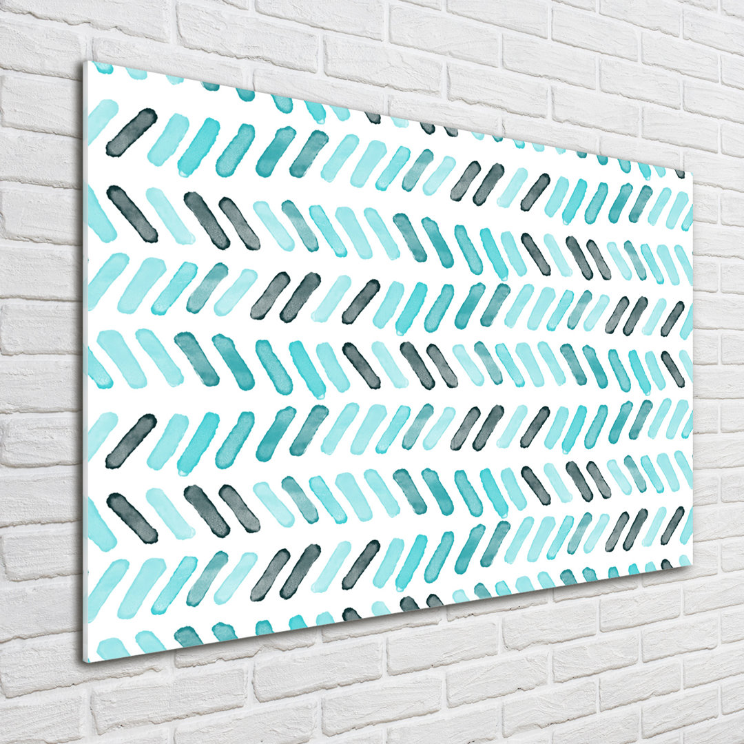 Glasbild Blue Herringbone