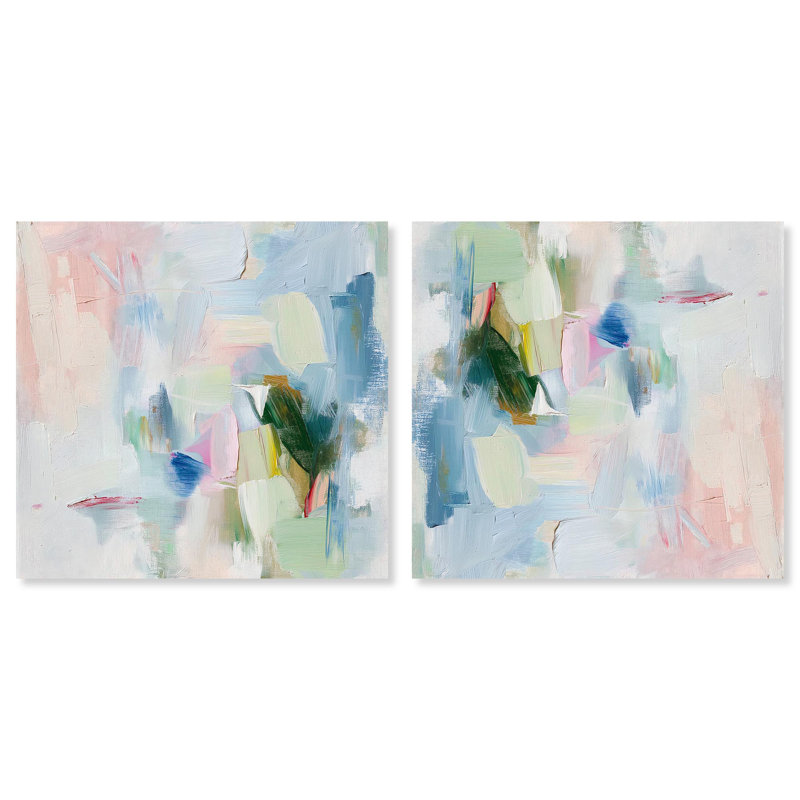 «Verdant Breeze Over White», ensemble d'art moderne sur toile par Art Remedy, H 16 po x l 16 po, Toile tendue