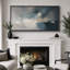 «Blue and Gray Abstract Landscape», grande impression sur toile encadrée pour un décor moderne-115271111-115271110