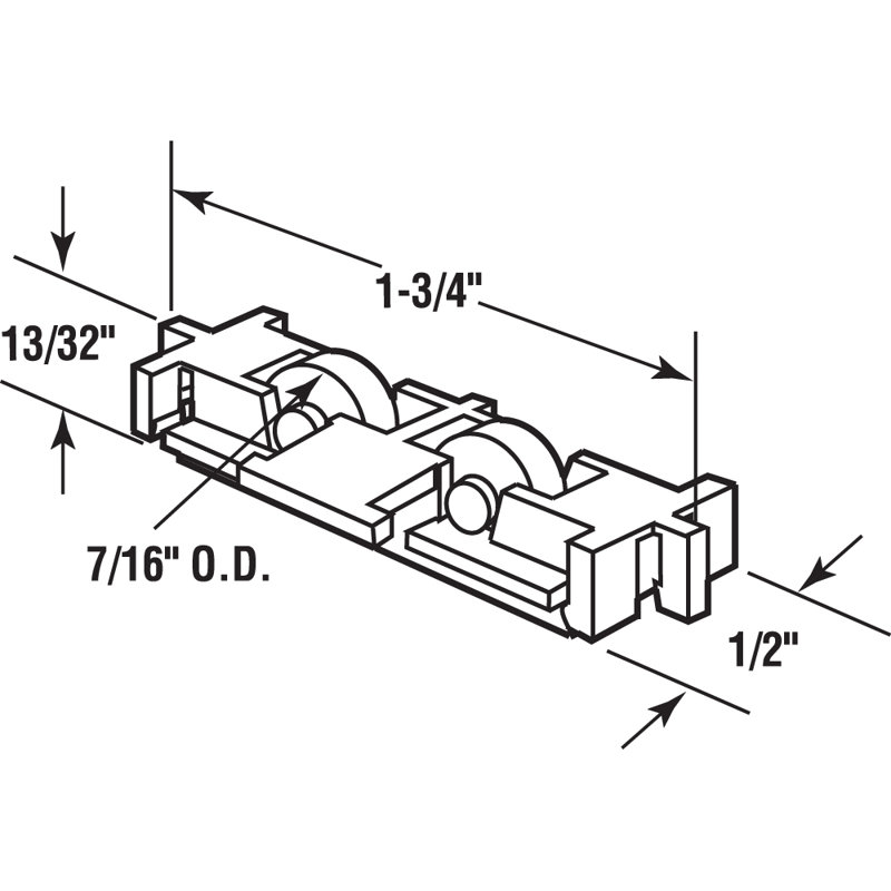 Rouleaux en nylon 7/16 po Prime-Line, assemblage de rouleaux tandem pour fenêtre coulissante, convient aux fenêtres Milgard
