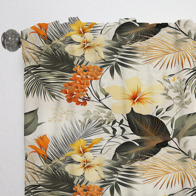 Motif tropical à géométrie naturelle - Rideau floral - Rideau floral obscurcissant - 1 panneau, L 52 po x L 120 po