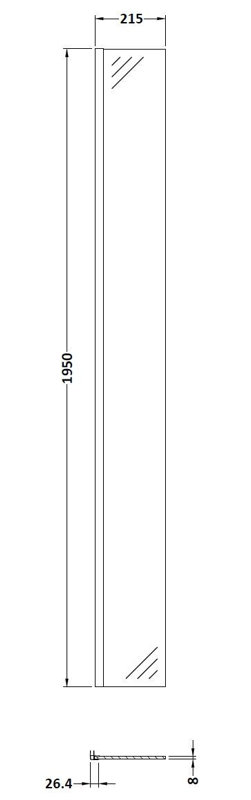 215 mm W Walk In Semi-Frameless Wet Room Glass Screens