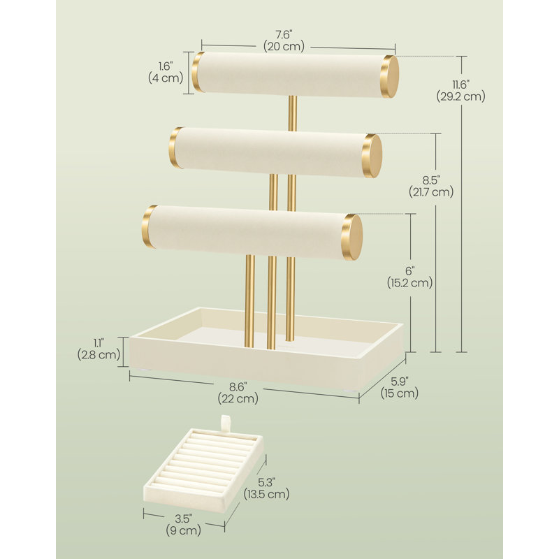 Jewellery Stand +, White/Gold