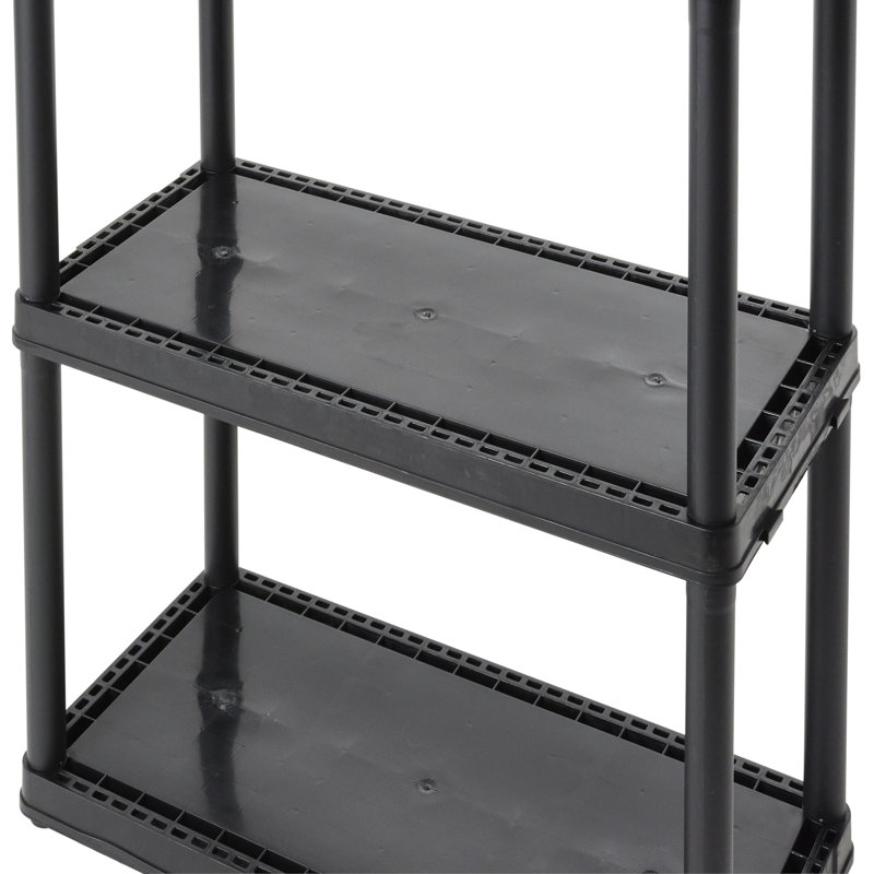 Black 24'' 3-Tier Plastic Storage Shelving Unit