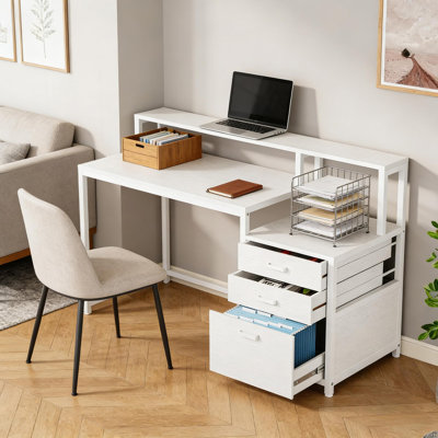 Sturdy Writing Desk,Spacious Office Desk,Two-Tier Tabletop Computer Desk