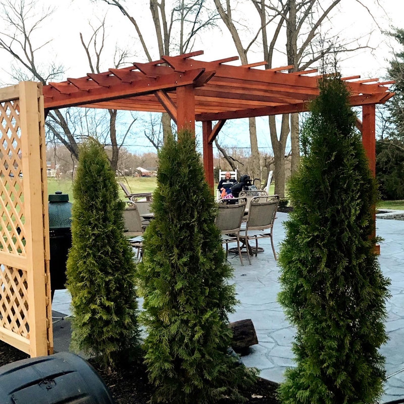 14ft x 14ft Natural Redwood Farmhouse Pergola