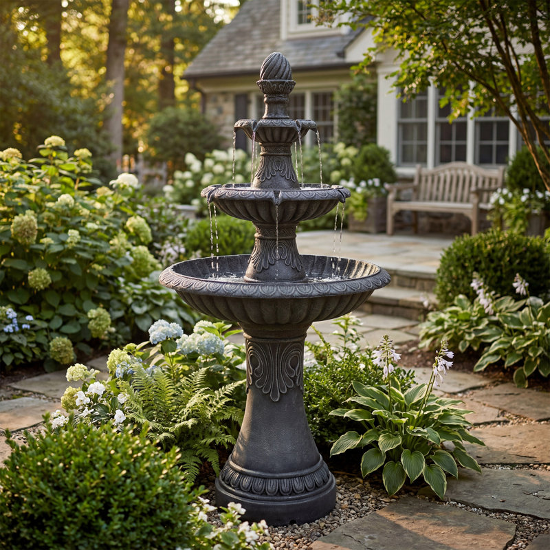 3-Tier Outdoor Garden Fountain With Elegant Design–51" Tall Resin Water Feature For Patio, Yard & Lawn Décor