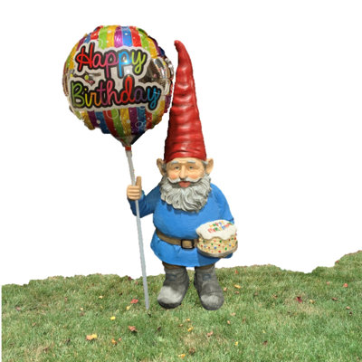 Nowaday Gnome Birthday Surprise with Balloon Gift Set Home Garden Statue