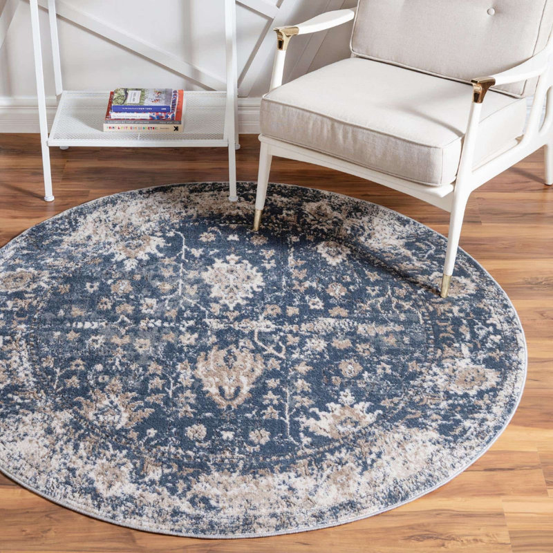 Geddis Ikat Indoor Rug, Round 7'