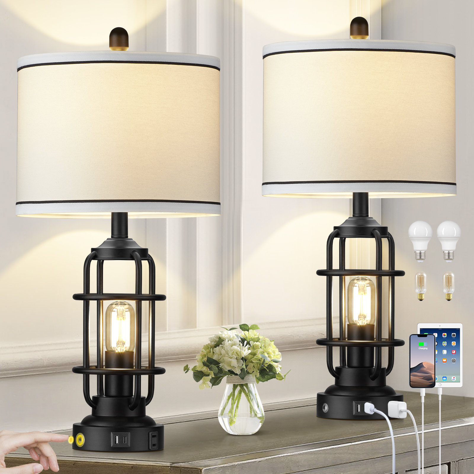 Fresh Look at 17 Stories Teasia 26 In Metal Table Lamp Set With