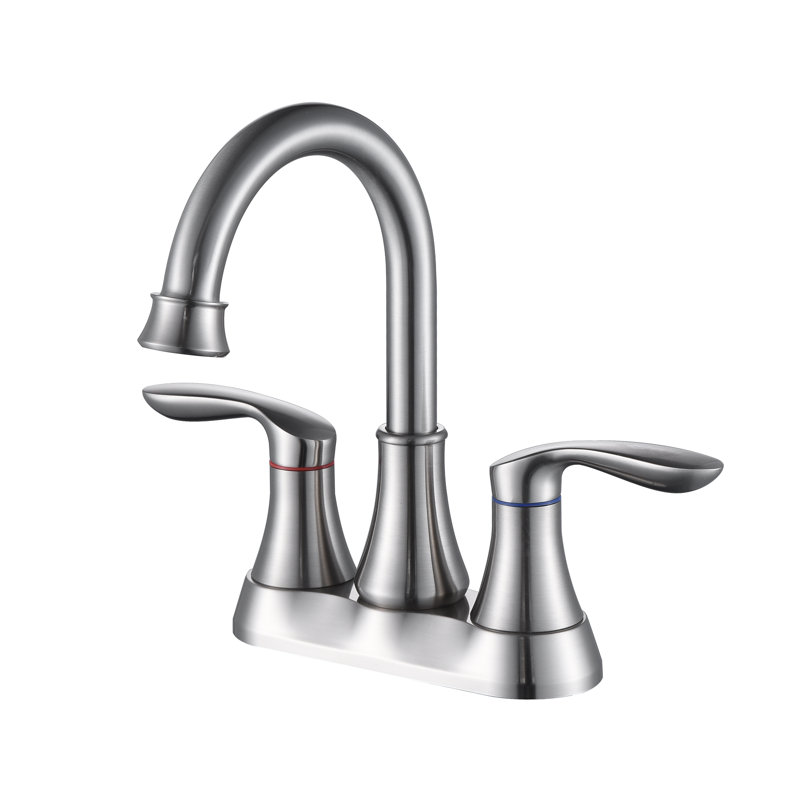 Centerset 2-handle Bathroom Faucet with Drain Assembly, Brushed Nickel
