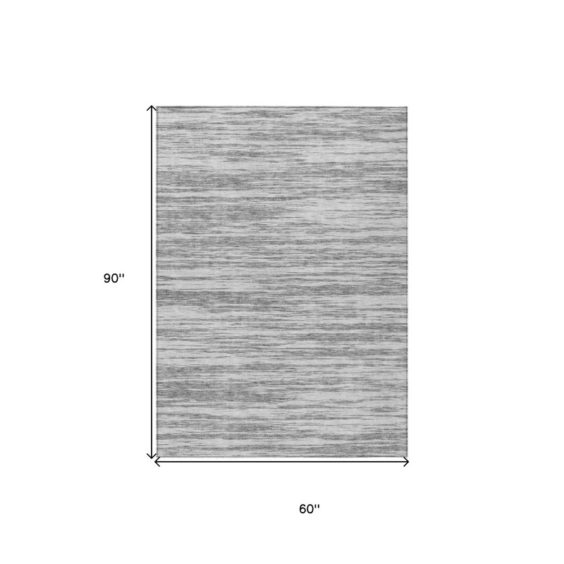 Tapis intérieur lavable abstrait gris et ivoire 5 pi x 8 pi