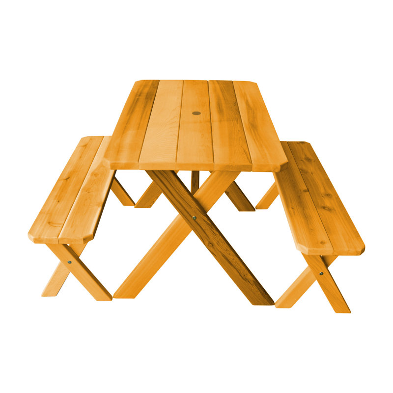 Table de pique-nique rectangulaire Guertin, Teinture naturelle, L 94 po x l 27 po x H 30 po