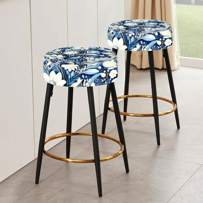 Ensemble de 2 tabourets floraux et fauniques Coastal