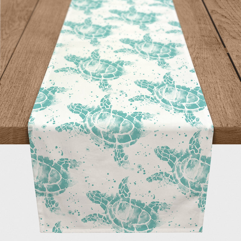 Chemin de table Splatter, 90 po x 16 po, Sarcelle, 13