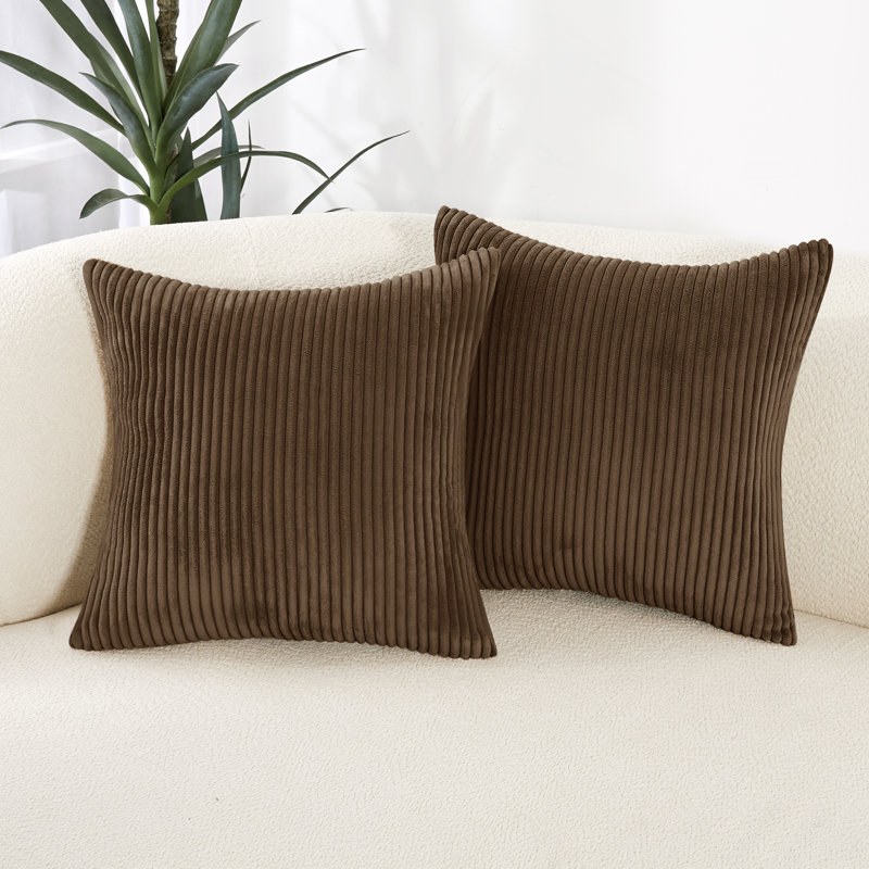 Chocolate Corduroy 22x22 Polyester Euro Pillow Covers, Set of 2