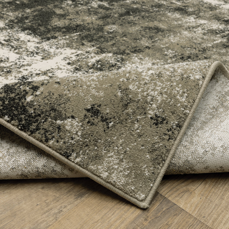 Abstract Charcoal/Gray/Beige Area Rug, Runner 2'3" x 7'6"