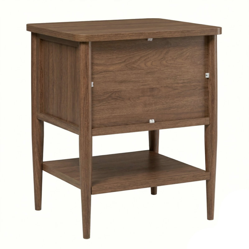 Adonia Modern Side Table with Drawers, Medium Brown Oak