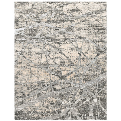 Hand Knotted Abstract Area Rug in Beige/Gray