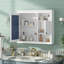 Armoire murale de salle de bain 32 "avec miroir, armoire à pharmacie murale avec 3 tablettes, armoire de rangement à porte miroir